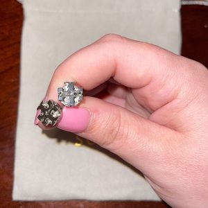 Silver Tory Burch Logo Earrings